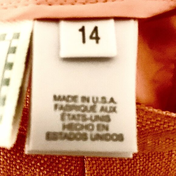 Vintage Y2K Peach Woven Skirt Suit By Susan Bristol Size 10 Blazer 14 Skirt 90s - Picture 14 of 15